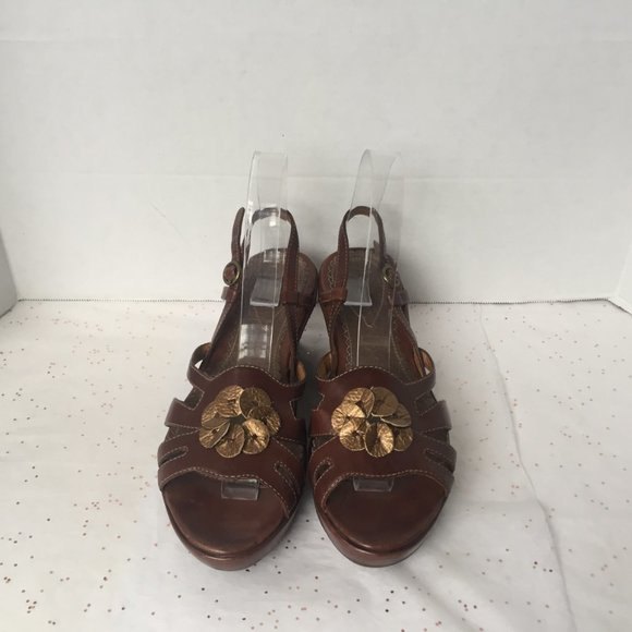 Clarks Artisan Brown Platform Wedge Sandal - 8 M - Picture 4 of 8